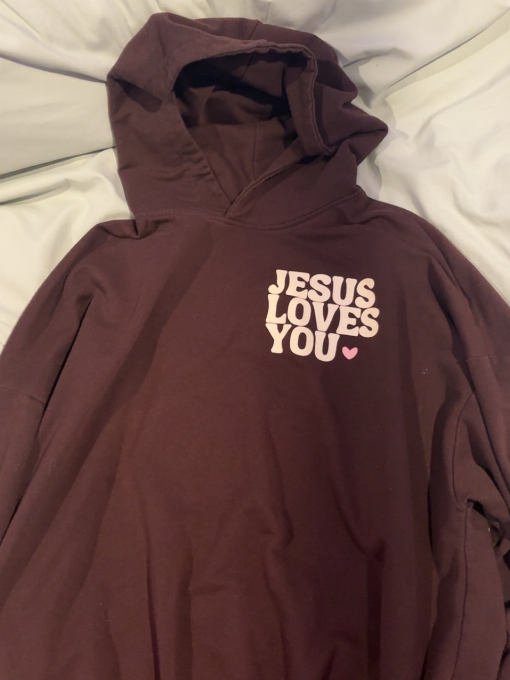 Target Brown Hoodie with Pink Graphic - "JESUS LOVES YOU"